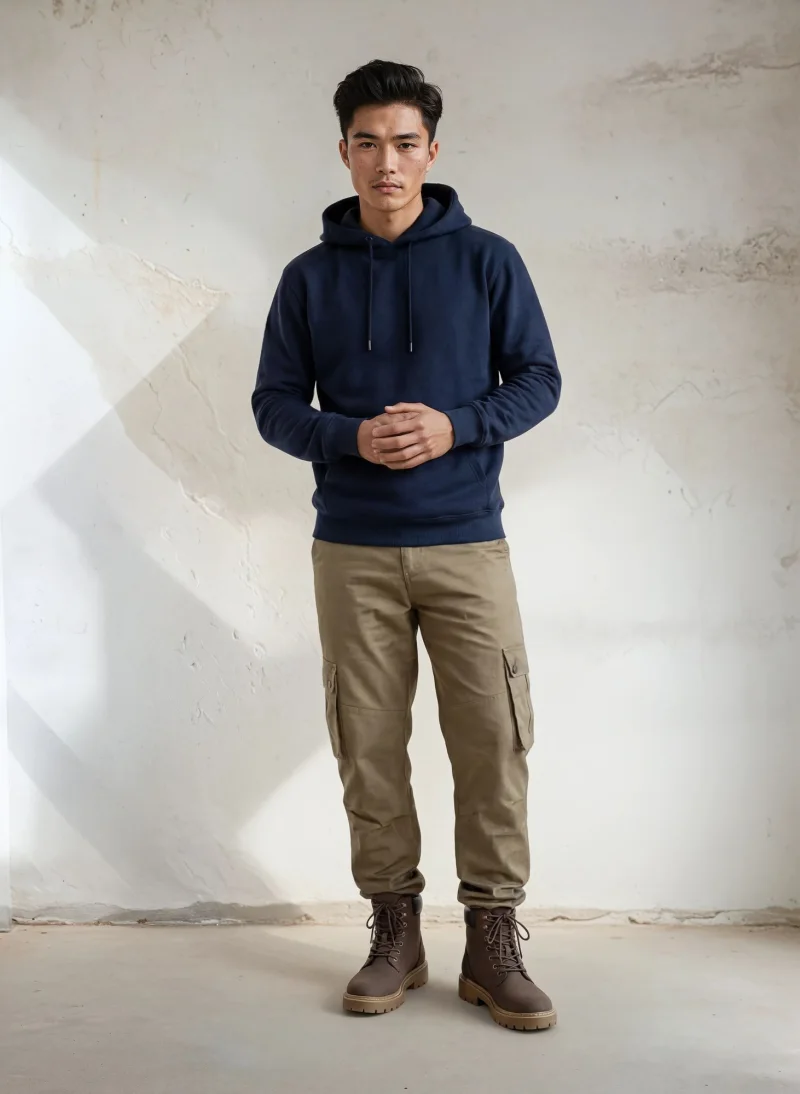 Kışlık Kapüşonlu Sweatshirt Polar Lacivert