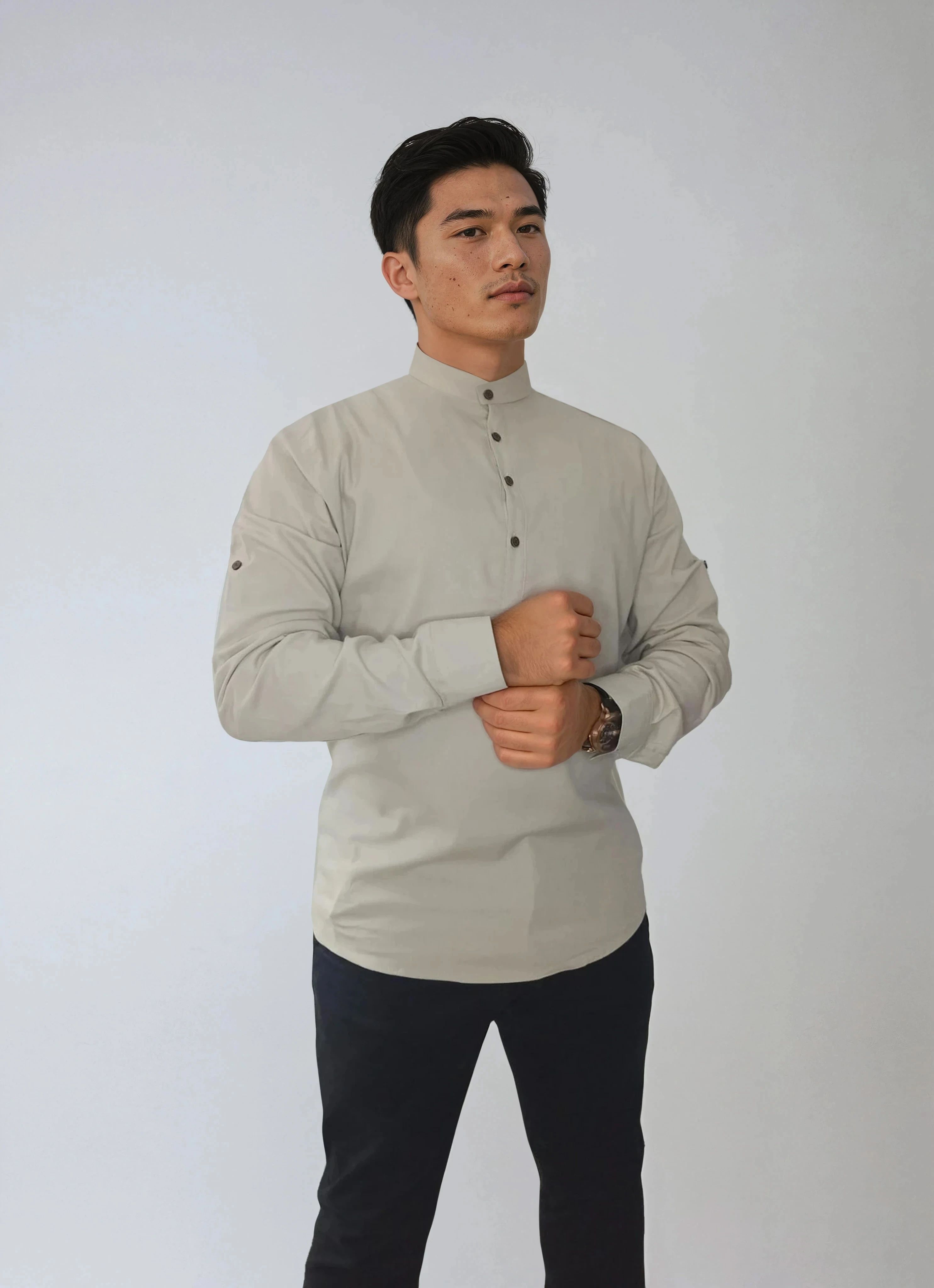 Gabardin Hakim Yaka Gömlek - Bej - M