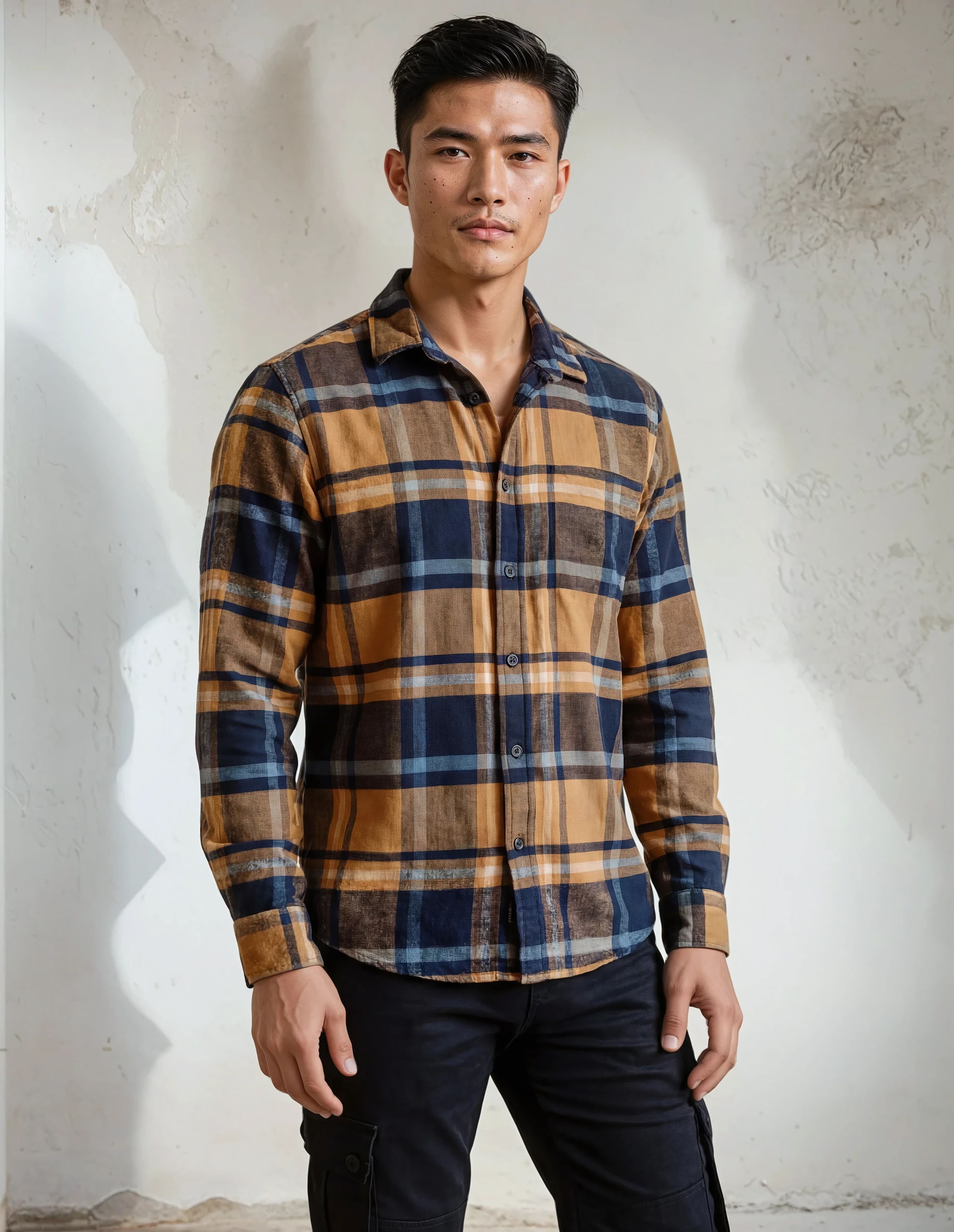 Oduncu Gömleği Hardal & Lacivert Ekoseli