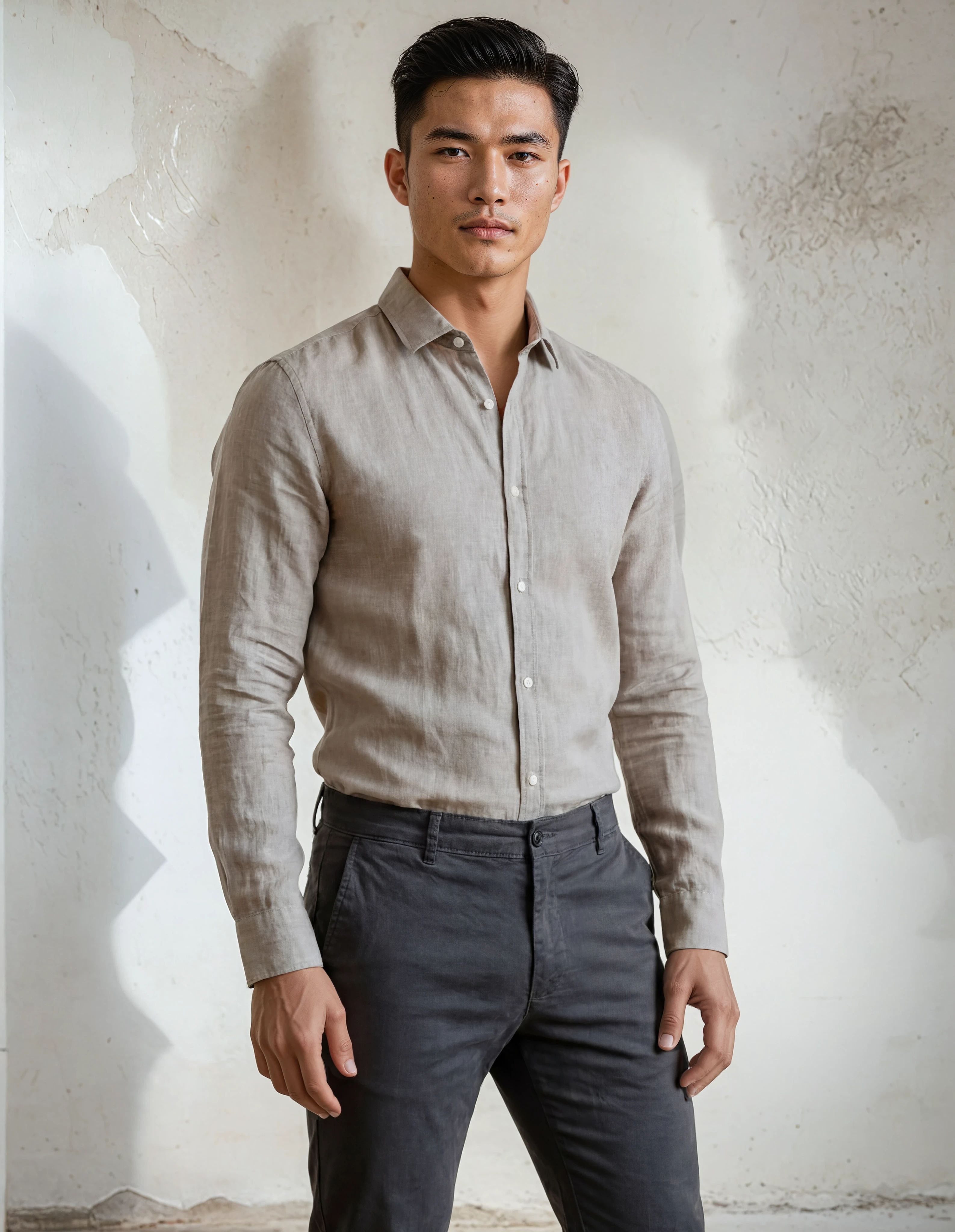 Keten Normal Yaka Gömlek