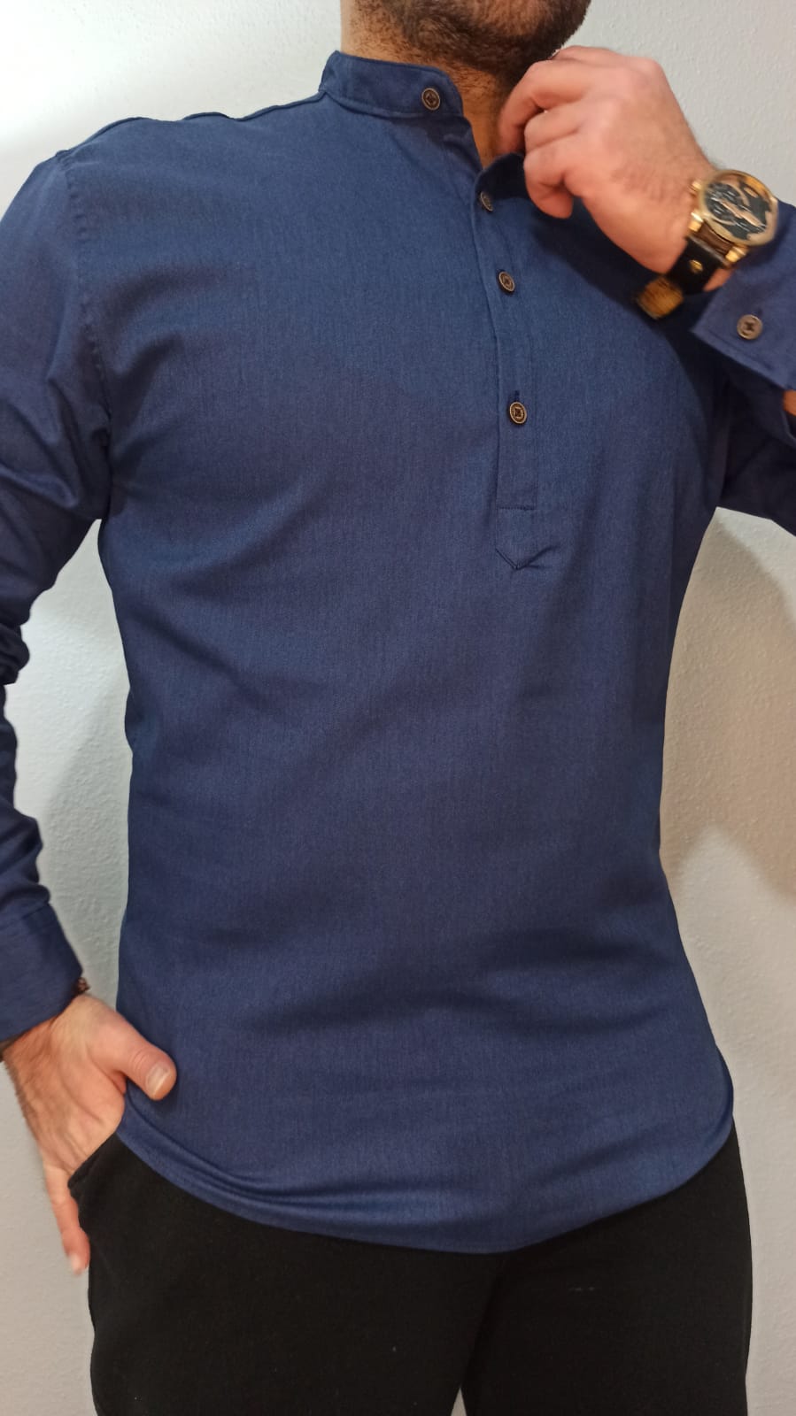 Gabardin Hakim Yaka Gömlek - Bej - XL
