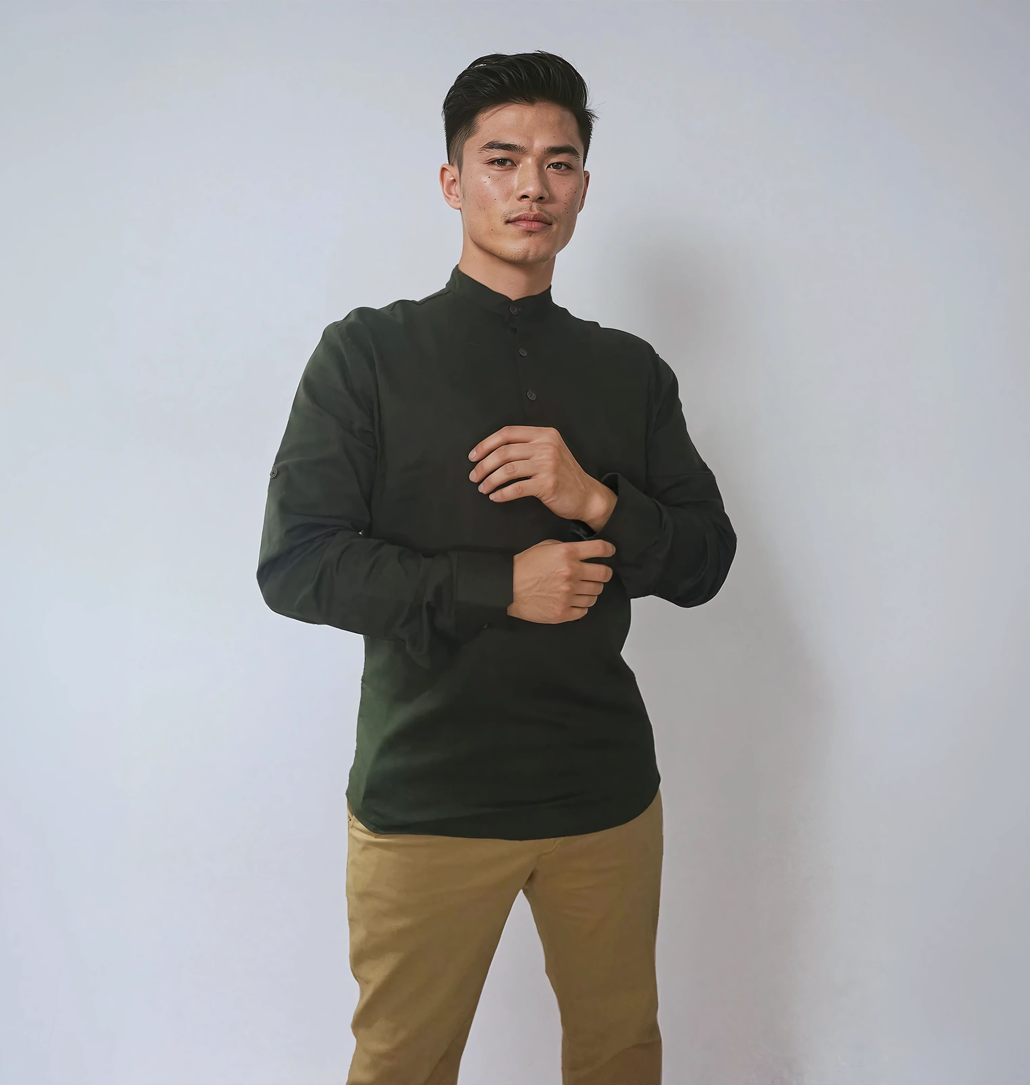 Gabardin Hakim Yaka Gömlek - Haki - S