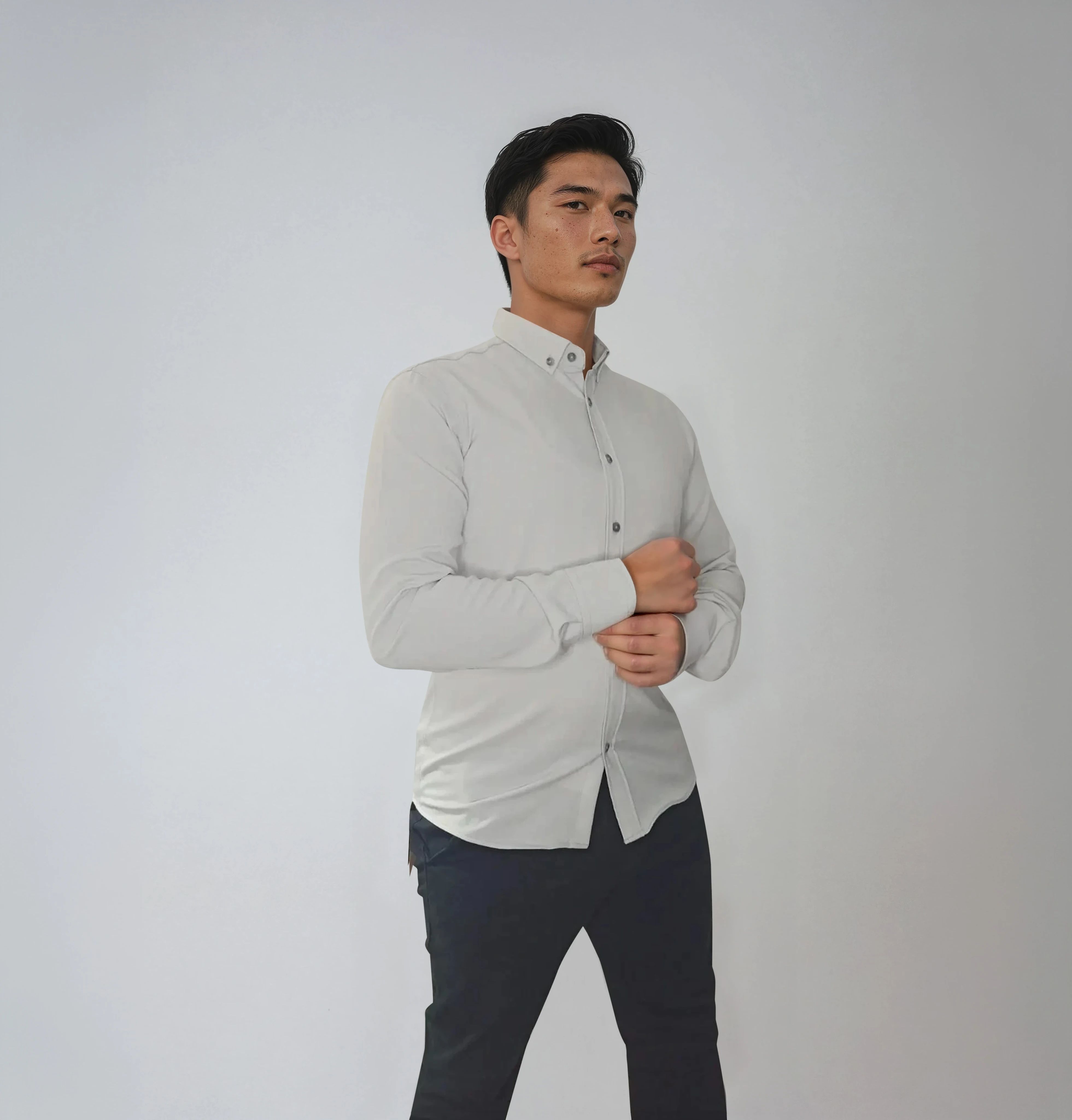 Gabardin Normal Yaka Gömlek - Beyaz - S