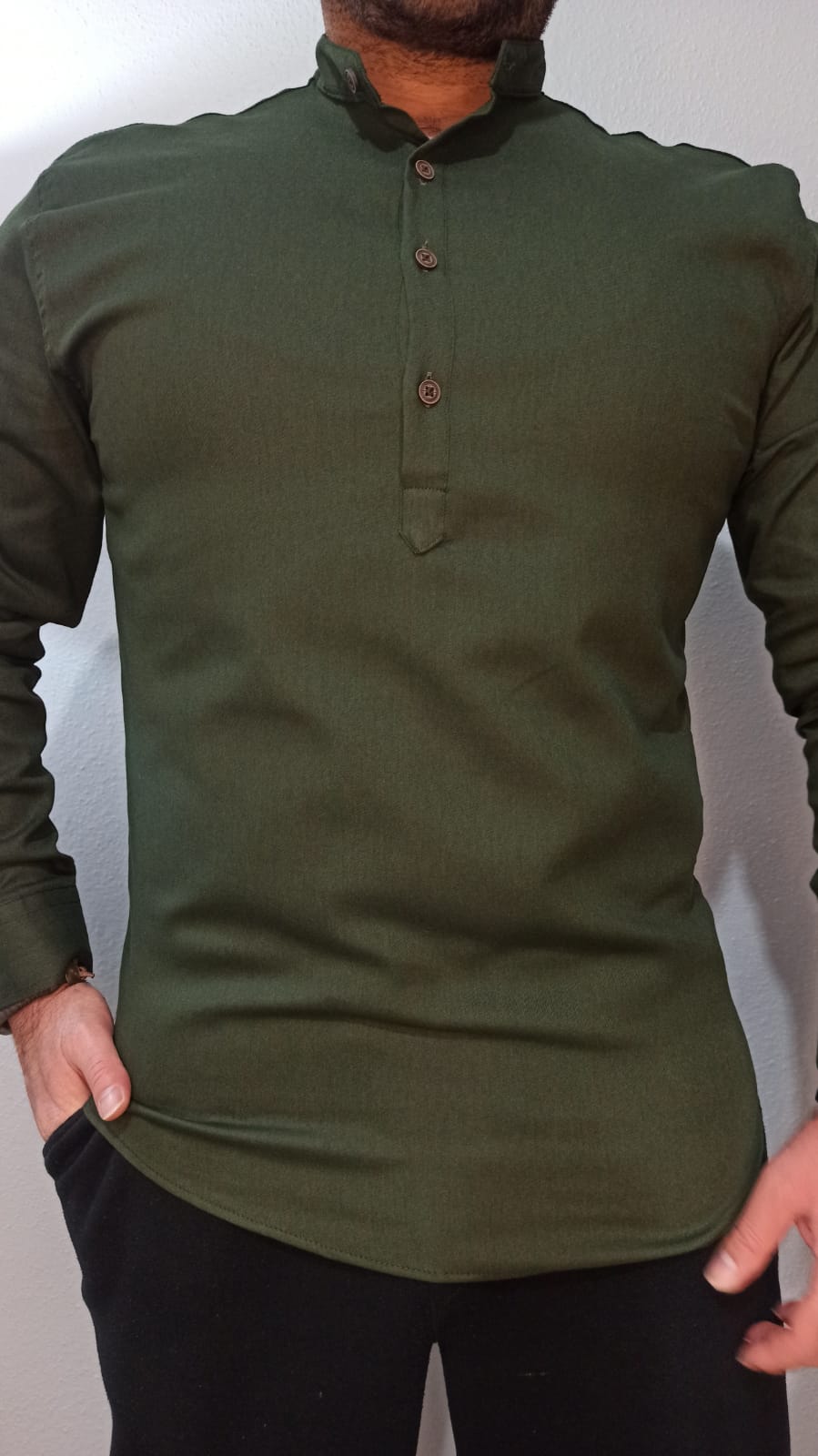 Gabardin Hakim Yaka Gömlek - Bej - XL